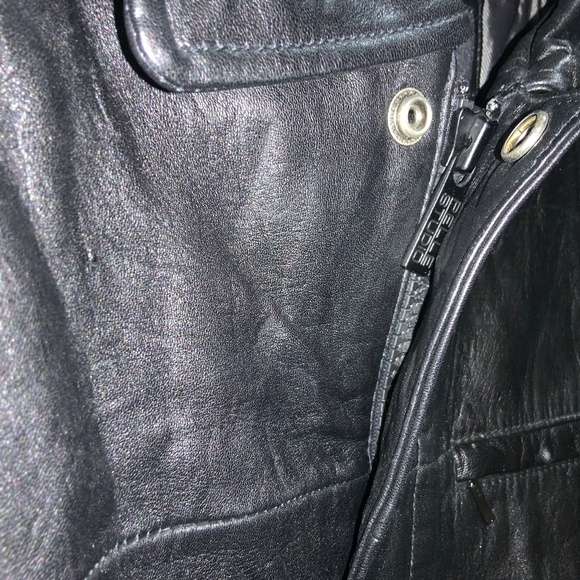 Wilson Leather zip front black jacket Sz M zip out Thinsulate lining unisex - Picture 4 of 12